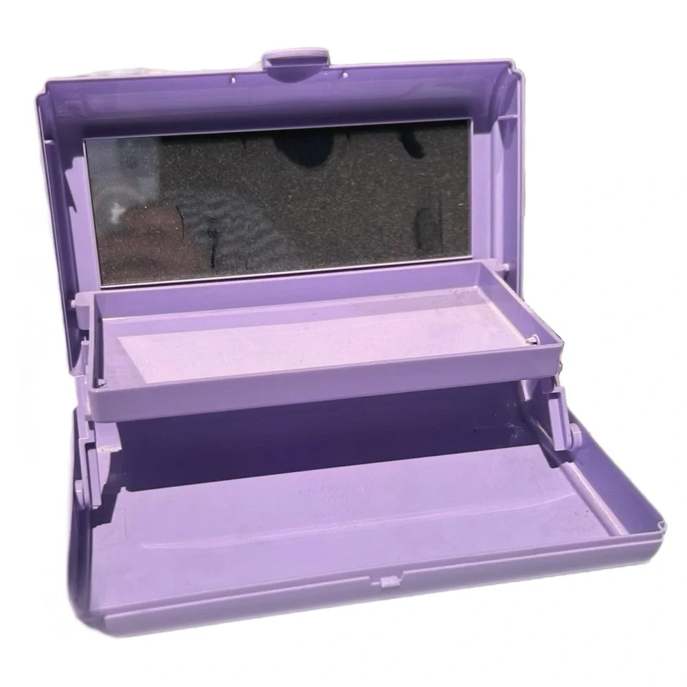 caboodles purple makeup caddy with mirror, “take it touch up tote”